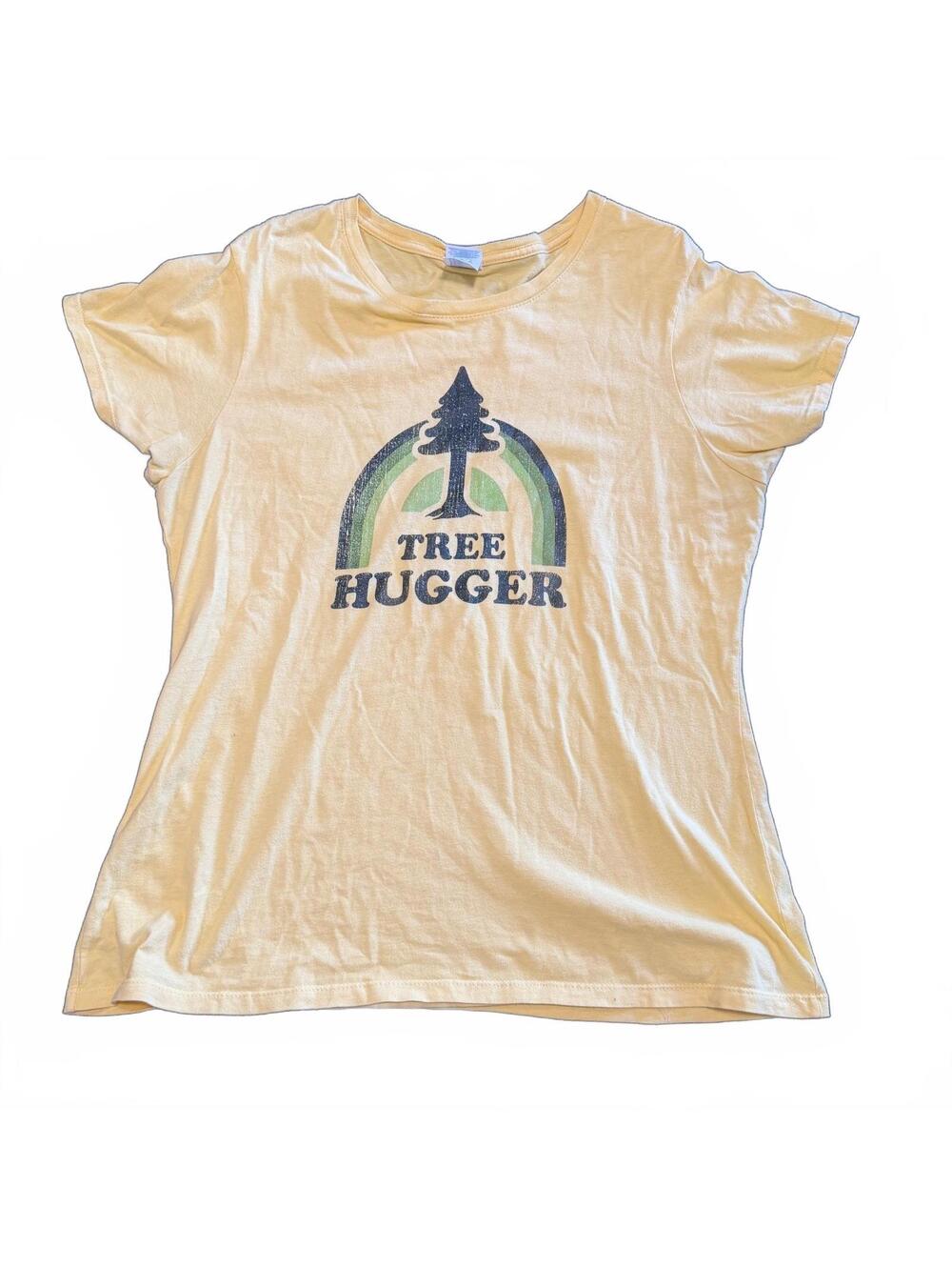 Tree Hugger Graphic T-Shirt Yellow Size Large